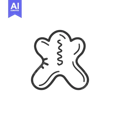 Aset premium populer: Line drawing of a gingerbread man cookie