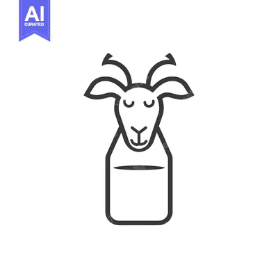 Aset premium populer: Goat head atop a milk carton design