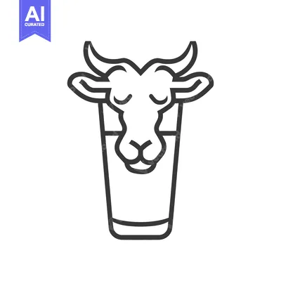 Aset desain premium: Goat Head in a Glass Drinking Beverage