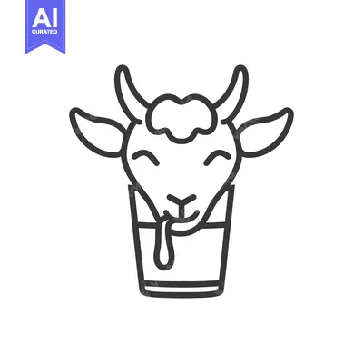 Premium design asset: Happy Goat Drinking Milk From a Glass