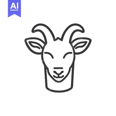 Aset desain premium: Line art drawing of a goats head