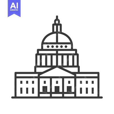 Aset desain premium: Government Building Architectural Line Art Design