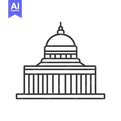 Aset desain premium: Line art drawing of a government building