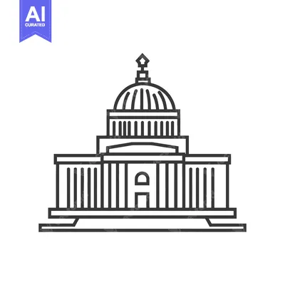 Classic Government Building Line Art Design