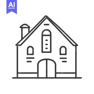 Aset desain premium: Simple Line Drawing Of A Barn Building