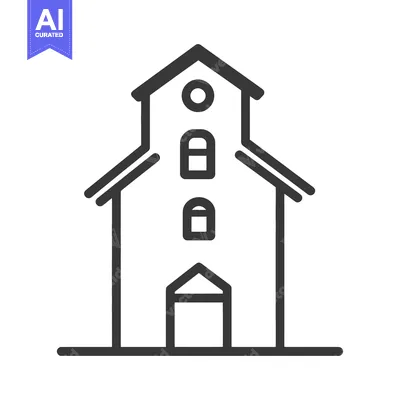Aset premium populer: Simple Line Drawing of a Small Church Building