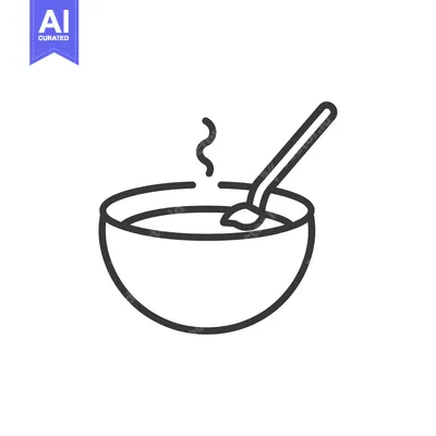 Popular premium asset: A simple black line drawing of a bowl and spoon