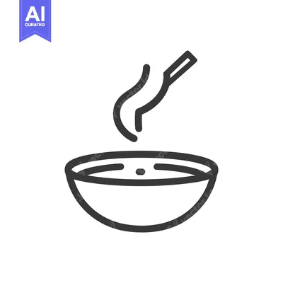 Premium design asset: The simple illustration of a bowl filled with hot soup