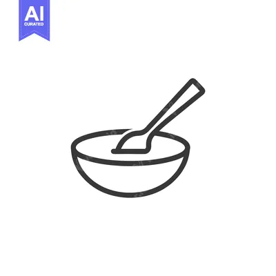 Aset desain premium: Simple illustration of a bowl and spoon ready for eating