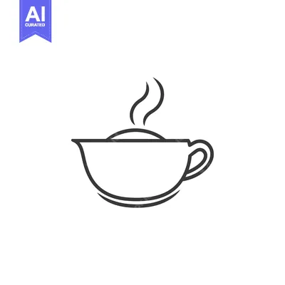 Aset premium populer: A simple monochrome drawing of a steaming beverage cup