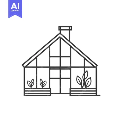 Popular premium asset: A simple illustration depicting a glasshouse with green plants inside