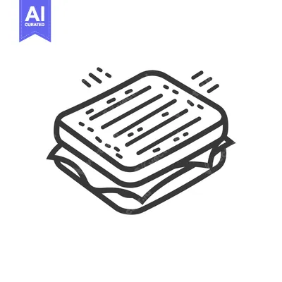 Aset desain premium: A simple graphic illustration of a toasted sandwich on a white backgro