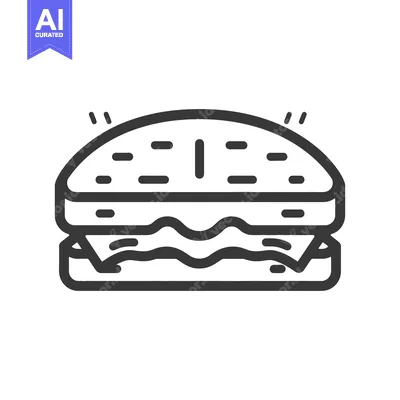 Premium design asset: A simple line art illustration of a delicious hamburger