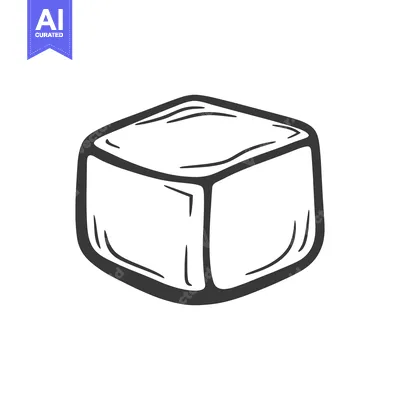 Aset premium populer: A black and white illustration depicts an ice cube