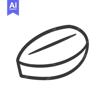 Aset premium populer: A black and white line drawing depicting a flat oval object