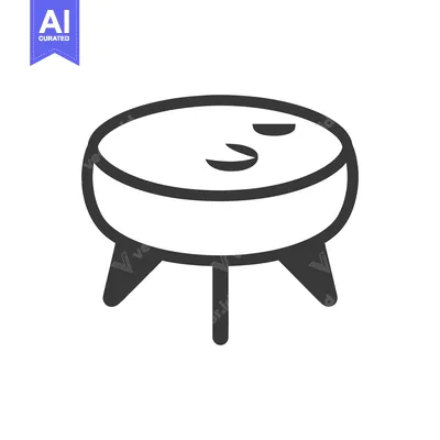 A simple illustrated drawing of a small three legged table