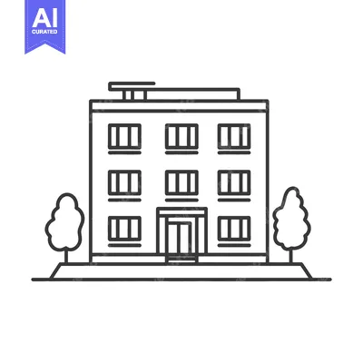 Aset premium populer: A simple line drawing illustration of a multi story building