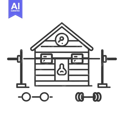 A simplistic icon of a home gym and workout equipment