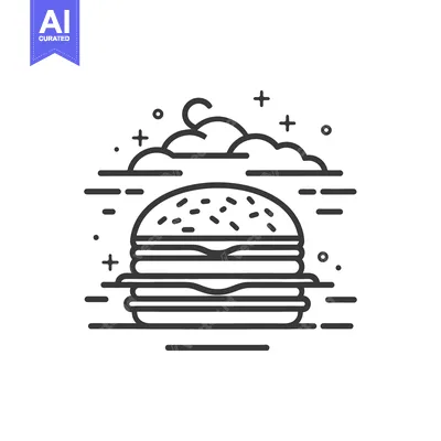 Popular premium asset: Illustrated line drawing of a delicious double patty burger