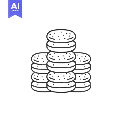 Aset premium populer: Stacks of plain circular seeded bread buns are displayed plainly