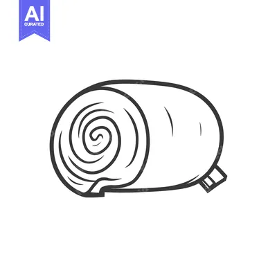 Aset premium populer: A rolled bandage depicted with black lines on white background