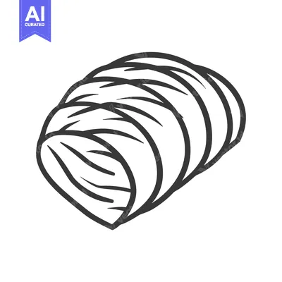 Aset desain premium: Simple black and white illustration of a layered food item