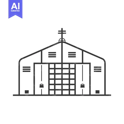 Popular premium asset: Simple black and white illustration of a church building