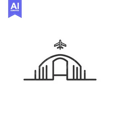 Aset desain premium: Illustration depicts a simple airplane hovering over a building