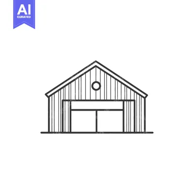 Popular premium asset: A simple black and white illustration of a barn structure