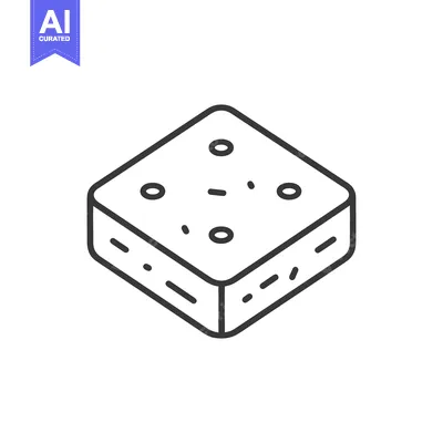 Aset premium populer: A square baked pastry with simple decoration and texture is shown