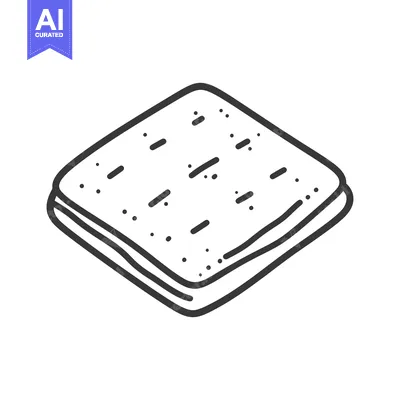Aset premium populer: A simple black and white illustration of a small cracker stack