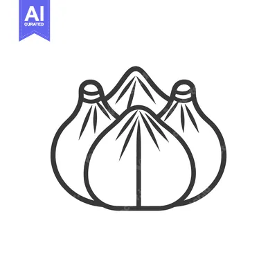 Aset desain premium: Outline illustration depicting three pieces of savory folded food