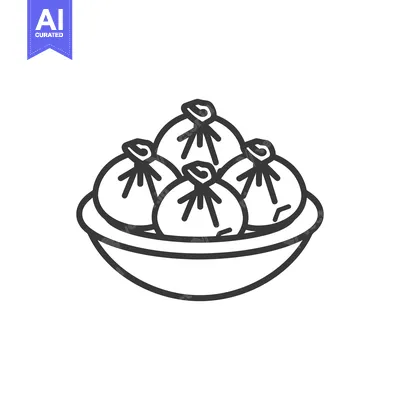 Premium design asset: Four Steamed Dumplings Placed Inside A Simple Serving Bowl