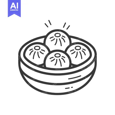 Popular premium asset: Simple illustration shows dumplings inside a traditional bamboo steame