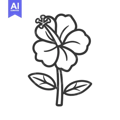 Aset premium populer: A simple line art depiction of a blooming flower stem