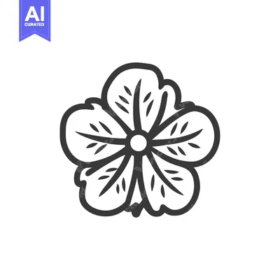 Popular premium asset: A simple drawing of a symmetrical five petaled flower