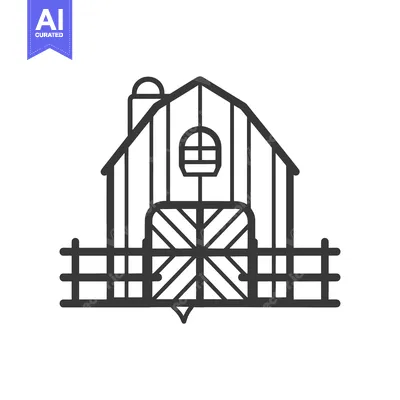 Popular premium asset: A simplified illustration of a farm building with fence and door