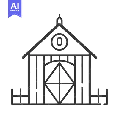Popular premium asset: Vector illustration of a barn featuring a symmetrical design and numbe