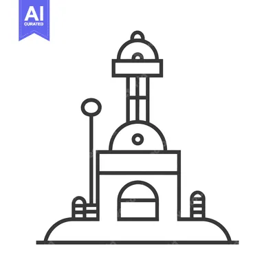 Aset premium populer: A stylized architectural illustration featuring a tower and decorative