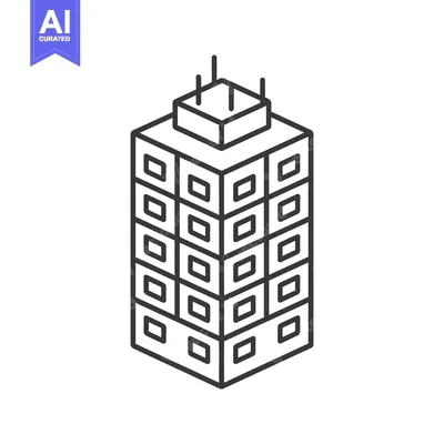 Aset desain premium: A black and white outline of an apartment building