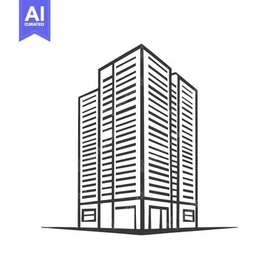 Aset premium populer: Three Tall Buildings Depicted in a Modern Minimalist Architectural Sty