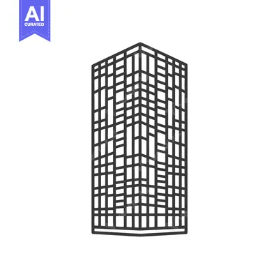 Popular premium asset: The modern building outline with grid shaped facade is shown
