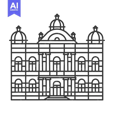 Vector illustration of a classical building with domes and windows