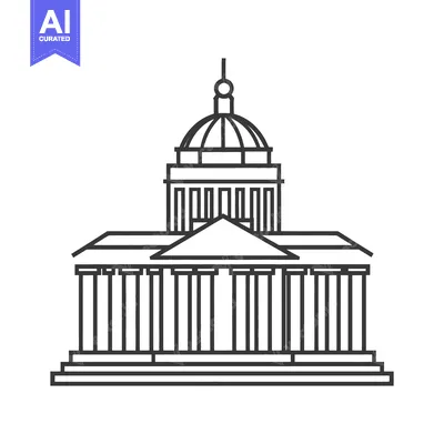Aset premium populer: A simple line drawing depicts a stately governmental building
