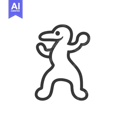 Aset premium populer: A whimsical outline of an anthropomorphic bird character with pose