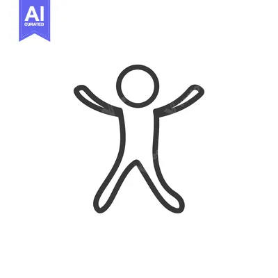 Aset desain premium: A simplistic stick figure representing a joyful human being with outst