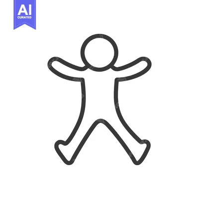 Aset desain premium: A stylized human figure with arms and legs outstretched
