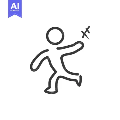 Aset premium populer: Simple outline of a person throwing an object towards the right