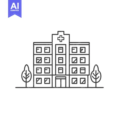 Popular premium asset: A line drawing depicting a modern building with a cross symbol