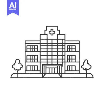 Aset desain premium: A simplified vector illustration of a medical facility building